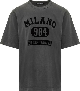 Dolce & Gabbana Milano 984 Bedrukt Katoenen T-shirt - Heren - T-shirts - Zwart - XL - Katoen - Tops