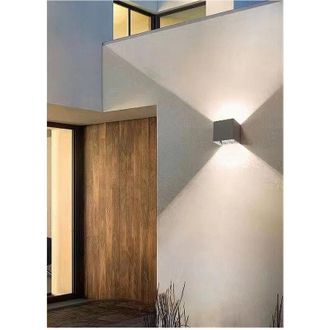 Trade Shop Trade Shop Traesio - Trade Shop - Applique Da Parete 22watt Grigio Per Esterno Doppia Emissione Luminosa Ip65 Es66