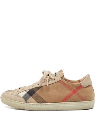 Burberry check sneakers - women - Canvas/Calf Leather/Fabric/Rubber - 36 - Neutrals
