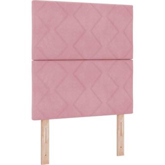vidaXL LED Headboard with LED Strip Lights Geometric Pink 80 cm Velvet vidaXL