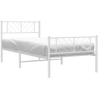 vidaXL Estructura Cama Sin Colch&oacute;n Con Estribo Metal Blanco 100x190 Cm Vidaxl