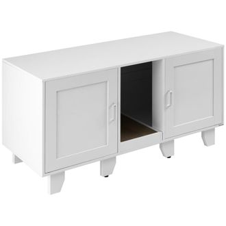 TecTake Armario para gatos, 2 puertas, con alfombrilla para rascar, blanco