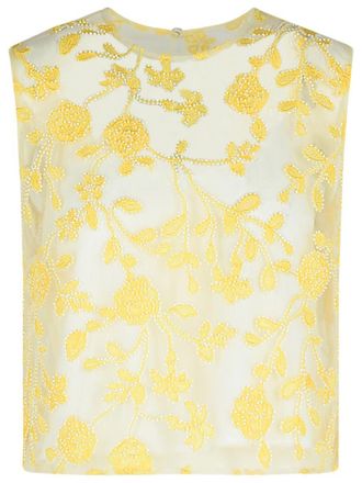 Rotate Flower Yellow Polyester Tank Top