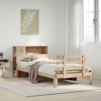 vidaXL Cama Con Estanter&iacute;a Sin Colch&oacute;n Madera Maciza De Pino 100x200cm Vidaxl