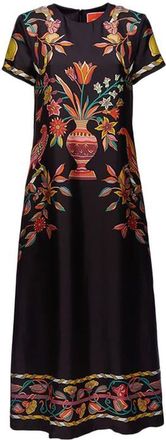 La DoubleJ graphic-print midi dress - women - Silk - S - Black