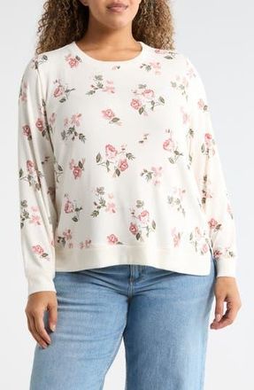 Lucky Brand Crewneck Pullover in Cream Floral at Nordstrom Rack, Size 3X
