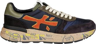 Premiata Navy Olive Green Graphic Sneakers
