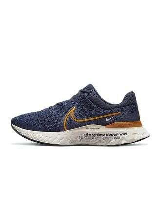 Nike React Infinity Run Flyknit 3 Premium Mens Running Trainers Sneakers Shoes DO9582 (Dark Obsidian/Sail/Sand Drift/Light Curry 400) UK7.5 (EU42)