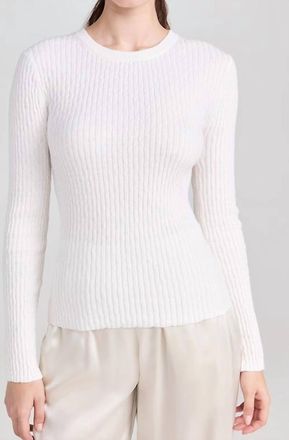 Enza Costa Cashmere Cotton Pointelle Long Sleeve Top In Ivory