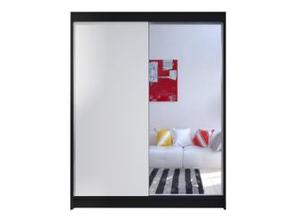 Mirjan24 Armario Closico 140, Negro + Blanco, 200x150x58cm, Puertas De Armario: Correderas, N&uacute;mero De Estantes: 5