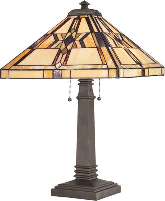 Netlighting Finton Tiffany 2 Light Table Lamp Vintage Bronze