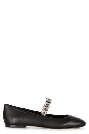 Casadei Crystal Leather Ballet Flats