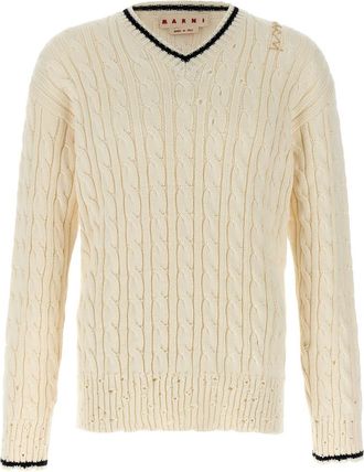 Marni White V neckline sweater
