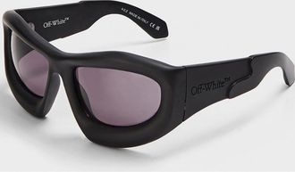 Off-white Mens Katoka Rectangle Full Rim Sunglasses - Black/Grey - Size: ONE size