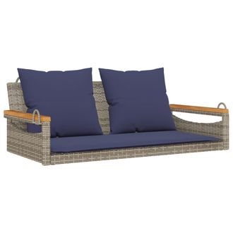 vidaXL Banco Columpio Con Cojines Rat&aacute;n Sint&eacute;tico Gris 109x62x40 Cm Vidaxl