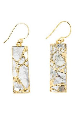 Saachi 18K Gold Plated Mojave Turquoise Rectangle Drop Earrings in White at Nordstrom Rack