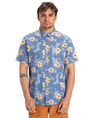 Quiksilver Kurzarmhemd QUIKSILVER Apero Classic, Herren, Gr. M, US-Gr&ouml;ssen, blau (coronet blau backyards), Obermaterial: 100% Walkfrottier;, Hemden Kurzarmhemd