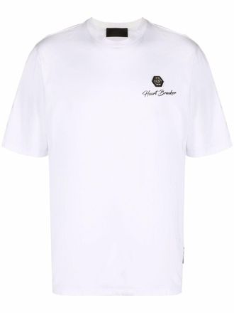 Philipp Plein Heart Breaker chest print T-shirt - men - Cotton - S - White