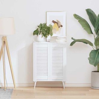 vidaXL Vidaxl - Puerta De Armario De Lamas 2 Uds Blanco 69x29,5 Cm