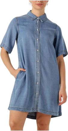 Object Objframe 2/4 Re Denim Jurk - Dames - Shirt Kleedjes - Blauw - XS - Denim - Kleedjes