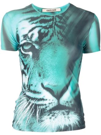 Roberto Cavalli tiger-print T-shirt - Neutrals