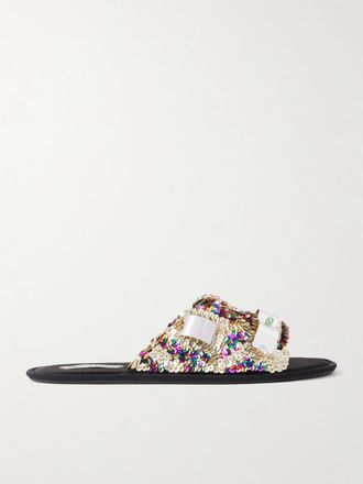 J.W.Anderson Slide In Gros-grain Con Paillettes E Decorazioni - Verde