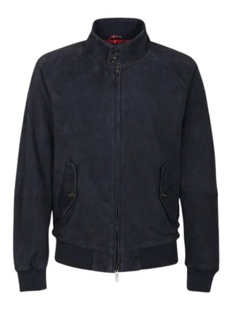 Baracuta Navy Blue Suede Jacket