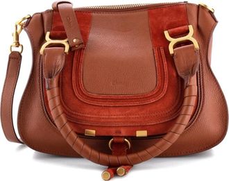Chlo&eacute; Marcie Satchel Leather and Suede Small shoulder bag - Bruin