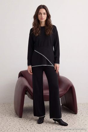 Trendyol Modest Dames Zwart Effen Lang, Regular fit Modest Tweedelig Set