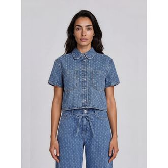 Masai Cropped Collared Snap-Front Shacket in Basic Denim at Nordstrom, Size X-Large