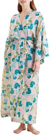 Papinelle Sleepwear Audrey Floral Cotton & Silk Wrap in Lace Pink at Nordstrom, Size X-Small