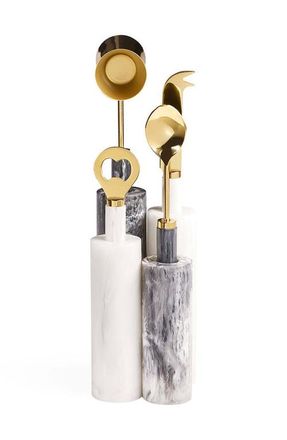 Jonathan Adler Como Barware Set in Black /White Marble at Nordstrom