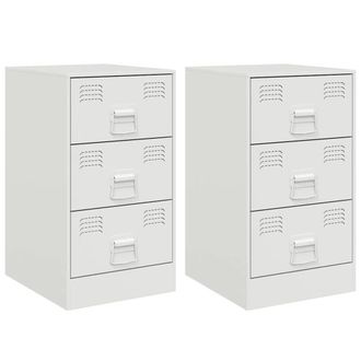 Berkfield Home Bedside Cabinets 2 pcs White 34.5x39x62 cm Steel