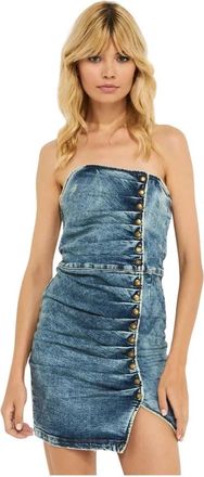 Retrof&ecirc;te Megh Dress - Dames - Korte kleedjes - Blauw - L - Katoen - Kleedjes
