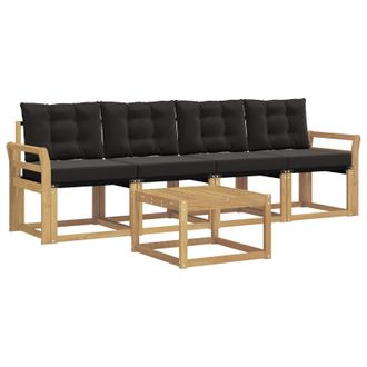 vidaXL Conjunto De Sof&aacute;s De Exterior Con Coj&iacute;n 5 Pcs Blanco Y Negro Vidaxl