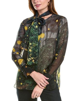 Oscar De La Renta Oscar De La Renta Firefly Silk Chiffon Shirt