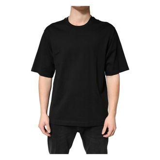 Dolce & Gabbana T-Shirts, male, Black, Size: L Crewneck Short Sleeve T-Shirt
