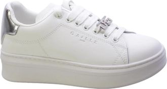 Ga&euml;lle Paris Witte Eco-leer Sneakers met Zilveren Details - Dames - Sneakers - Wit - 40 EU - Leer - Schoenen
