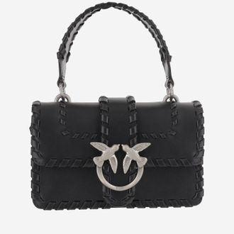 Pinko Womens Small Leather Shoulder Bag Black Limousine - Matt Silver