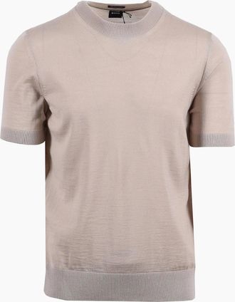 HUGO BOSS Mens Boss Black H UMAURO KNITTED T-SHIRTS OPEN BEIGE - Cream - Size: 38