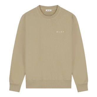 Olaf Hussein Hoodies & sweatvesten, Heren, Beige, S, Katoen, Brushstroke Face Crewneck