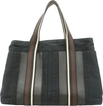 Herm&egrave;s Black Canvas Tote Bag (Pre-Owned)