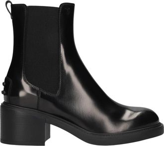 Tod's Schoenen Exclusives Gomma T60 73l Tronchetto Elast. - Dames - Laarzen met Hak - Zwart - 38 EU - Leer - Schoenen