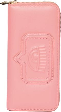 Chiara Ferragni Eyelike Ritsportemonnee in Zalmroze - Dames - Portefeuilles - Roze - ONE Size - Leer - Accessoires