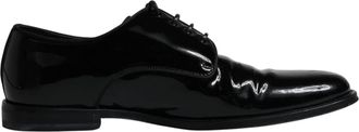 Dolce & Gabbana Black Leather Lace Up Men Derby Formal Mens Shoes (Pre-Owned)