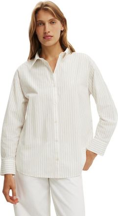 Cotton On Womens Ella Wrap Long Sleeve Shirt in Grey Pinstripe at Nordstrom, Size 8