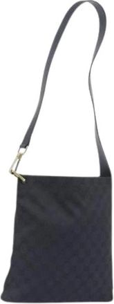 Gucci Pre-owned Vintage Canvas Shoulder Bag - Dames - Vintage Schoudertas - Zwart - ONE Size - Leer - Vintage