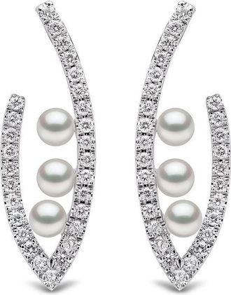Yoko London 18kt white gold Sleek Akoya pearl and diamond earrings - women - Diamond/18kt White Gold/Akoya Pearl - One Size - Silver