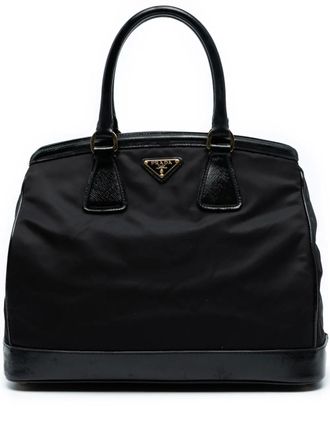 Prada Borsa tote Parabole in tessuto con finiture in pelle Saffiano verniciata 2013-2025 - Nero