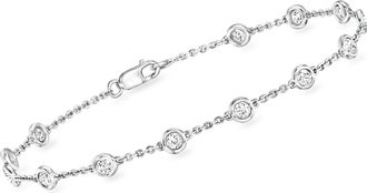 Ross-Simons Bezel-Set Diamond Station Bracelet in 14kt White Gold